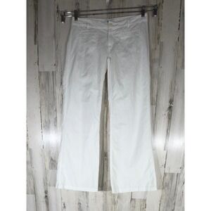 Express Wide Leg Flare Pants Size 10 (33x33) White Low Rise Linen Cotton Blend
